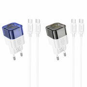 Hoco C125A Transparent tribute-port PD20W charger set(Type-C to Type-C)(EU)