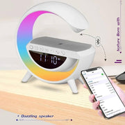 PYU Wireless Phone Charger Bluetooth Speaker, Alarm Clock & LED Table Lamp