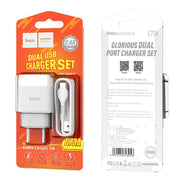 Hoco Wall charger “C73A Glorious” EU plug dual USB set with cable