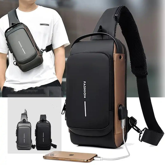 Hoco Multifunction Anti-theft USB Shoulder Bag Crossbody Travel Sling Bag