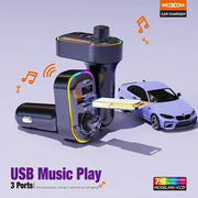 MOXOM 3 ports Wireless Music car charger colourful ambiance Lights car USB charger MP3