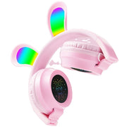 Kids Wireless Headphones with Rabbit ear colourful Led