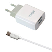 Inkax Charger with 2 USB-A ports and Cable (CD-97)