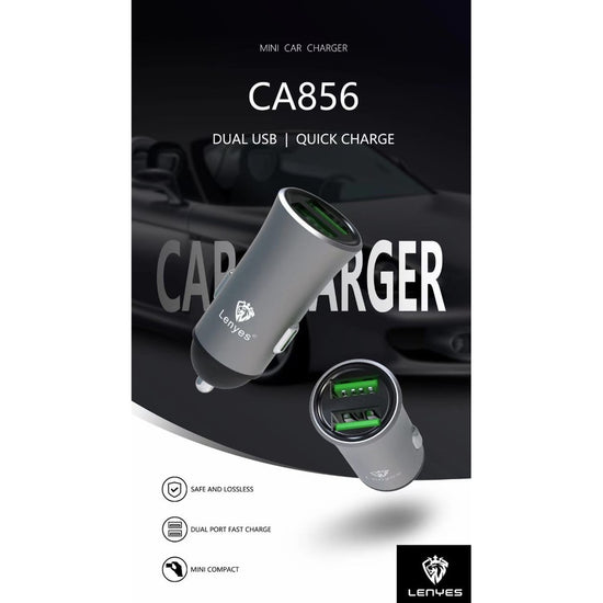 LENYES CA856 Fast Charging Car Charger 2 USB 2.4A Stainless Original