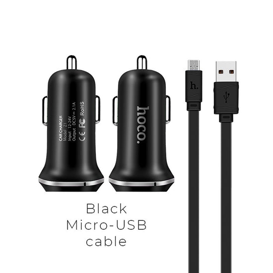 Hoco Car charger «Z1» dual USB sets with USB-Micro cable