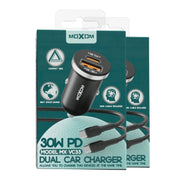 MOXOM 30W PD Type-C to Type-C Dual Car Charger