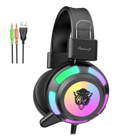 V8 RGB Gaming headset for PC with built-in mic LED light