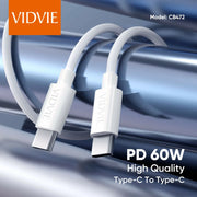 VIDVIE Type C to Type C USB Fast Charger Cable PD 60W