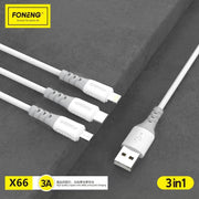 FONENG 3 in 1 Cable 3A – (MICRO, LIGHTNING, TYPE-C)