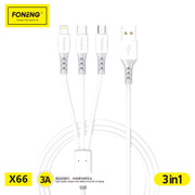 FONENG 3 in 1 Cable 3A – (MICRO, LIGHTNING, TYPE-C)