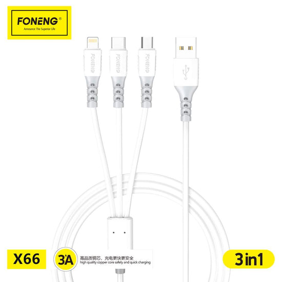 FONENG 3 in 1 Cable 3A – (MICRO, LIGHTNING, TYPE-C)