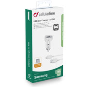 Cellularline 10W Fast Car Charger, 2.1 Adapter + USB Cable Power Charging Kit Ultra