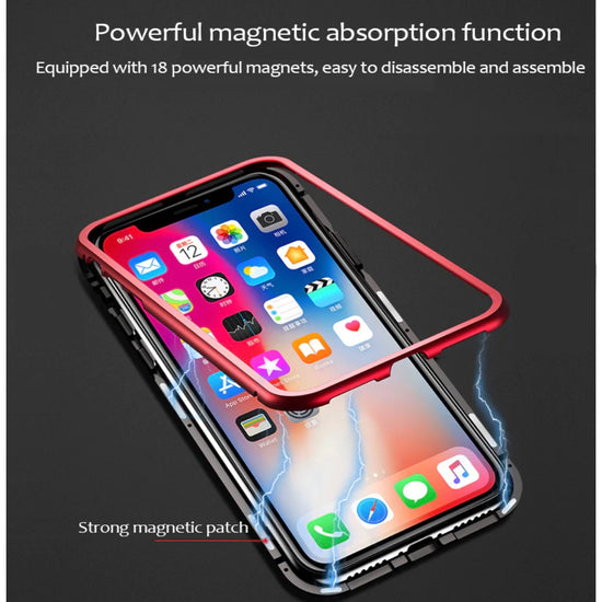 360 Magnetic Adsorption Metal Glass Protective phone Case