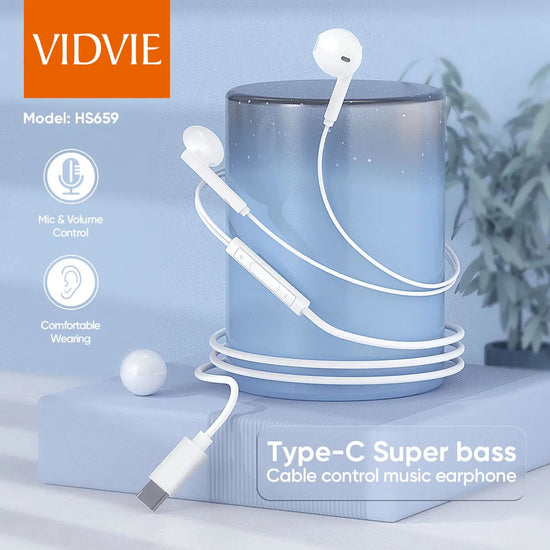 Vidvie earphones type-c digital audio wired with mic line volume control